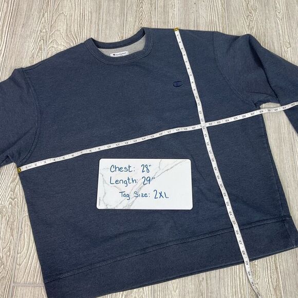 Champion Men's Size 2XL XXL Navy Blue Pullover Crewneck Sweater - Picture 7 of 7